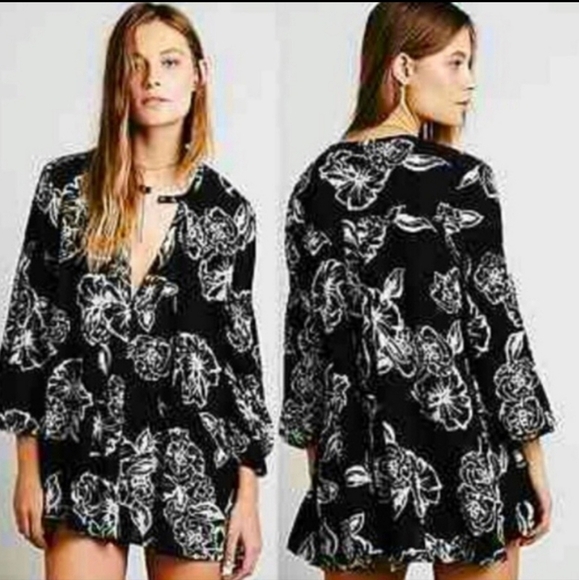 Free People‎ Floral Tree Swing Tunic Mini Dress Size Small - Picture 1 of 4